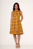 21890 Yellow / Mustard Plaid Swing Dress