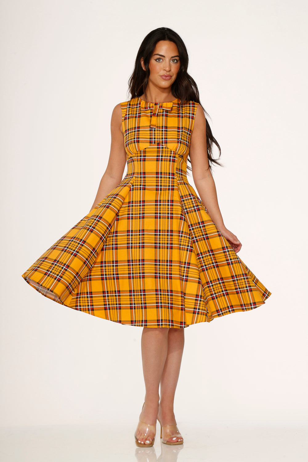 mustard yellow swing dress Vintage Mustard Yellow Swing Midi Dress (S-M)