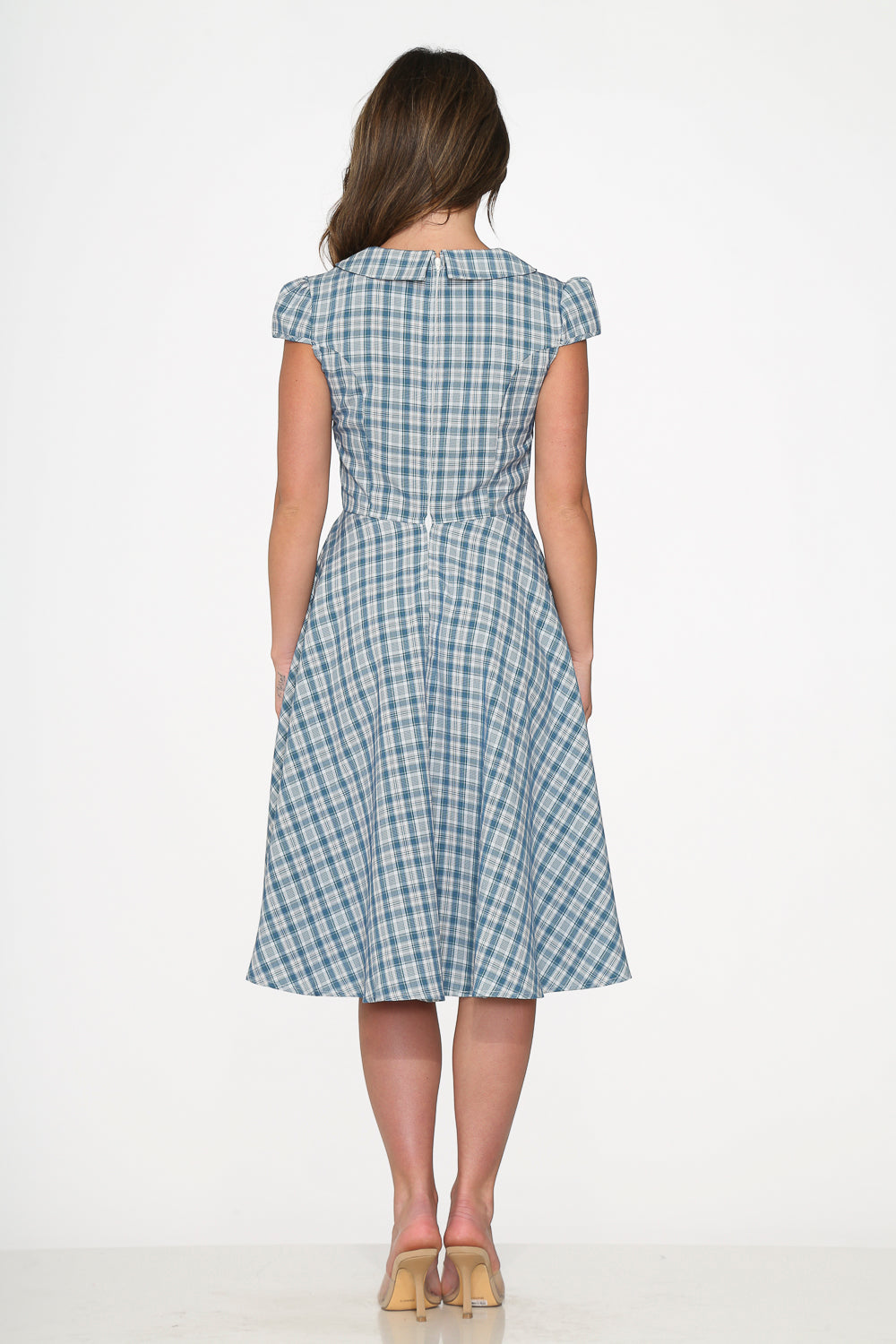 21900 Blue Plaid Swing Dress