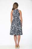 P21921 Blue Palm Tree Print Swing Dress