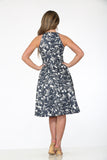 P21921 Blue Palm Tree Print Swing Dress