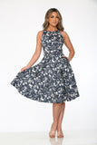 Plm21921 Blue Palm Swing Dress