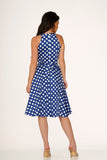 21921 Navy Blue White Polka Dot Swing Dress