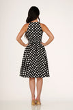 21923 Black White Polka Dot Swing Dress