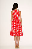 21924 Red White Polka Dot Swing Dress