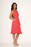 21924 Red White Polka Dot Swing Dress