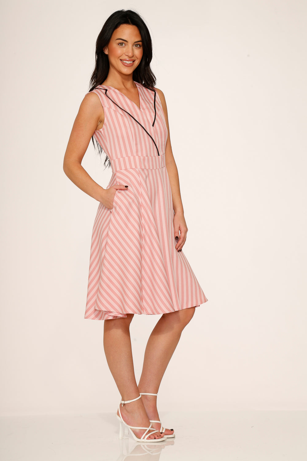 21958 Pink Stripe Swing Dress