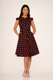21971 Black Pink Polka Dot Swing Dress