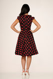 21971 Black Pink Polka Dot Swing Dress