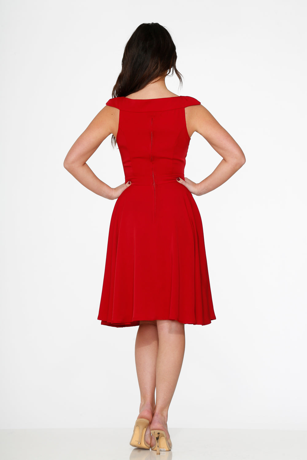 22032 Red Occasional Swing Dress