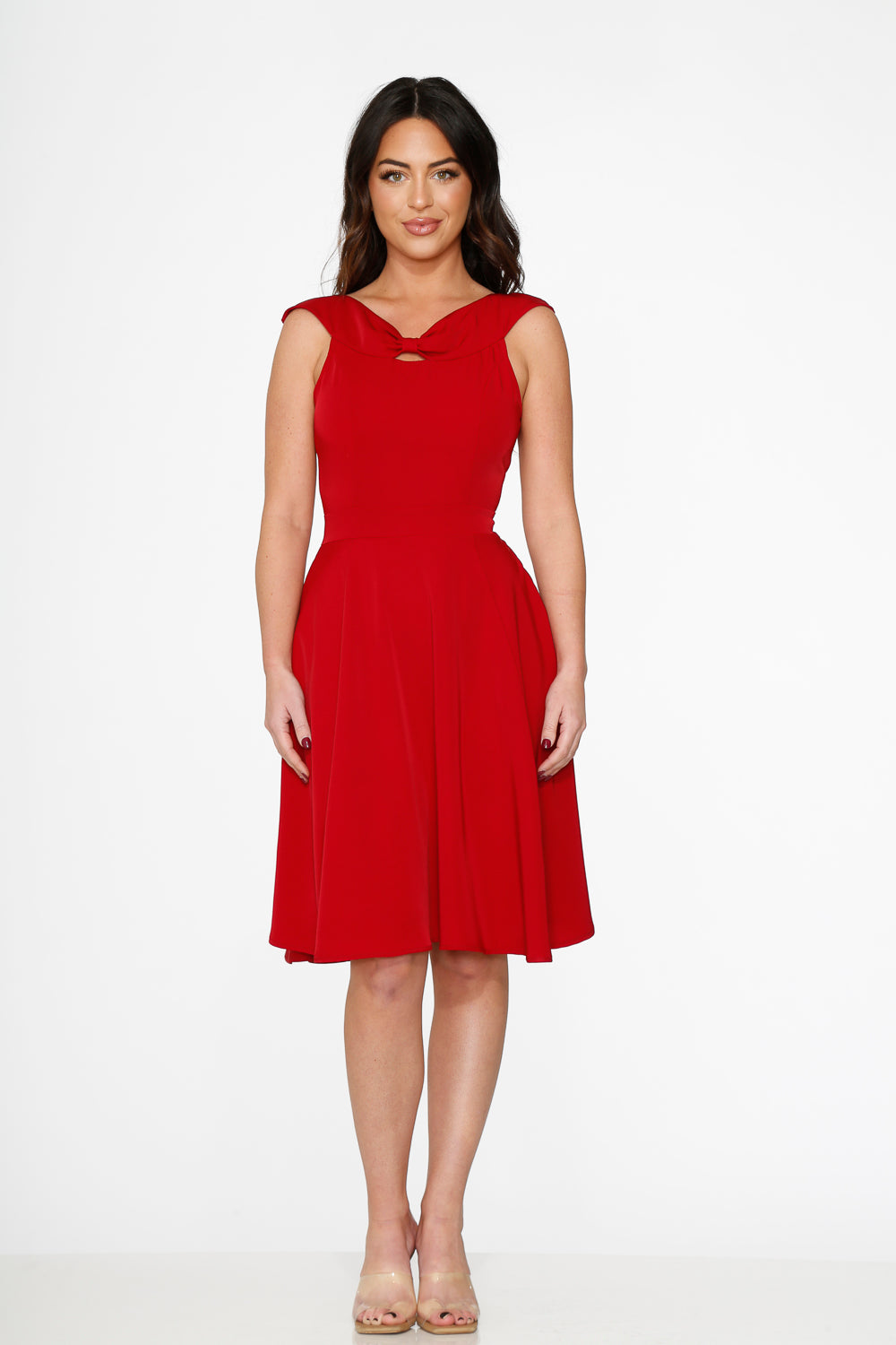 22032 Red Occasional Swing Dress