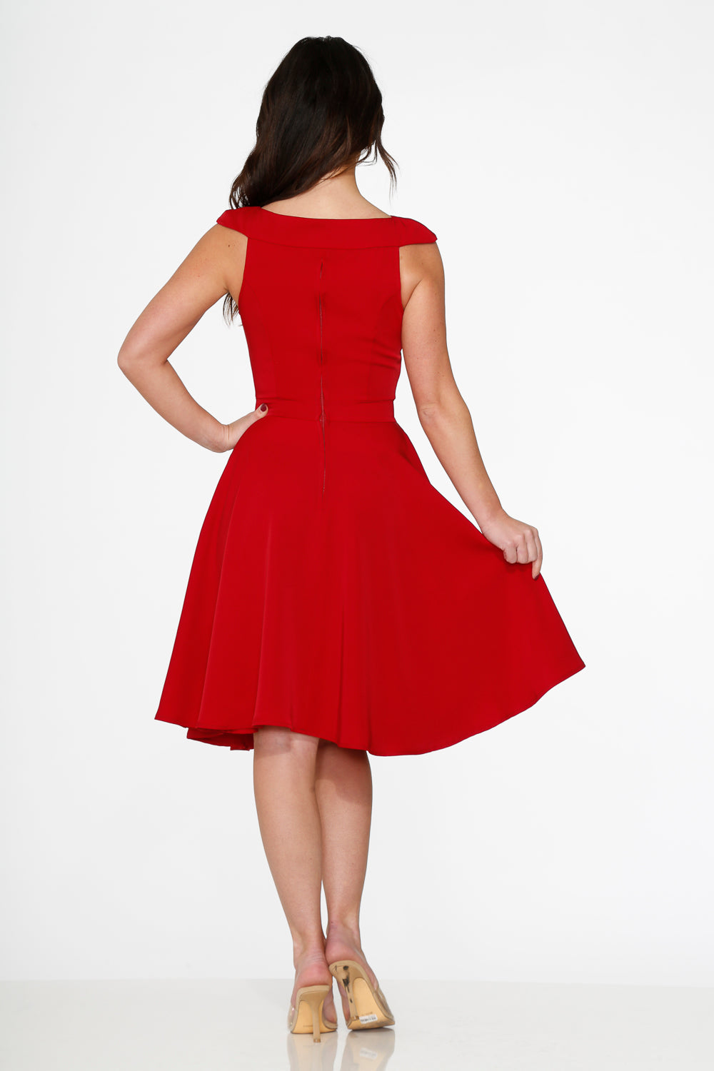 22032 Red Occasional Swing Dress
