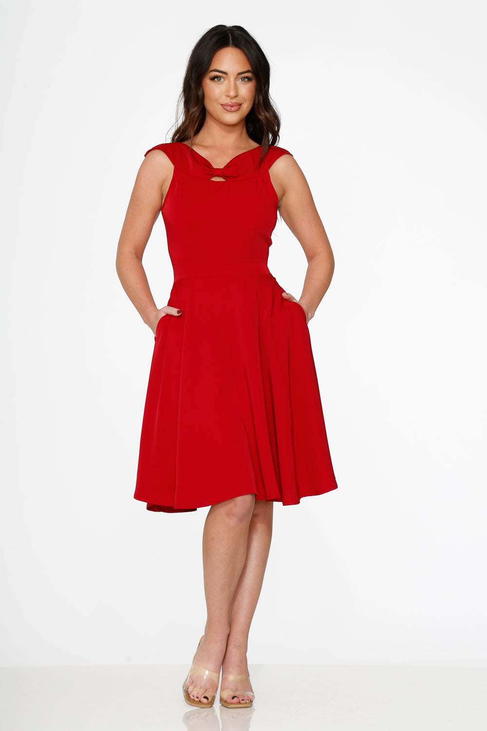 22032 Red Occasional Swing Dress