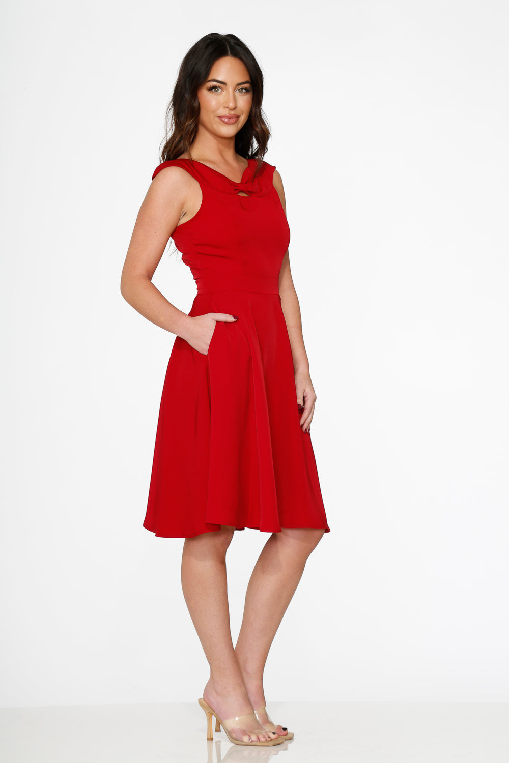 22032 Red Occasional Swing Dress
