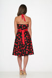 22110 Black Red Cherry Halter Dress