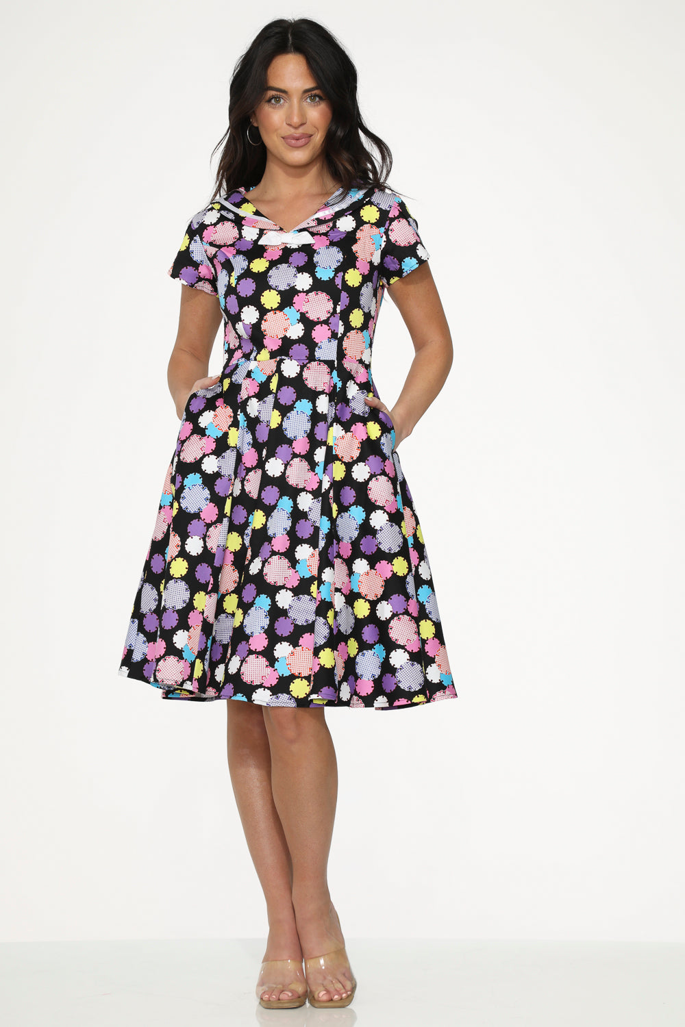 22150 Black Purple Swing Dress