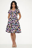 22150 Black Purple Swing Dress