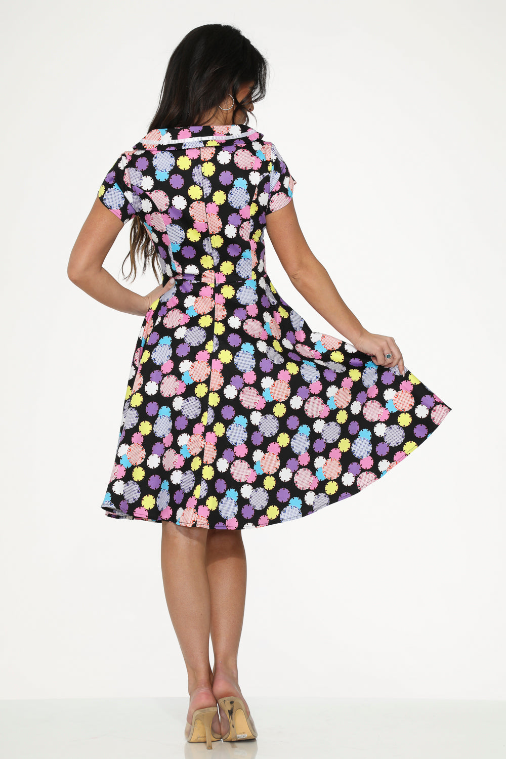 22150 Black Purple Swing Dress
