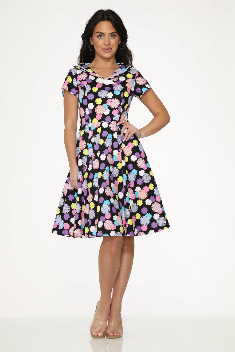 22150 Black Purple Swing Dress