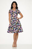 22150 Black Purple Swing Dress