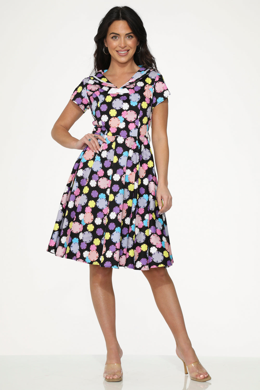 22150 Black Purple Swing Dress