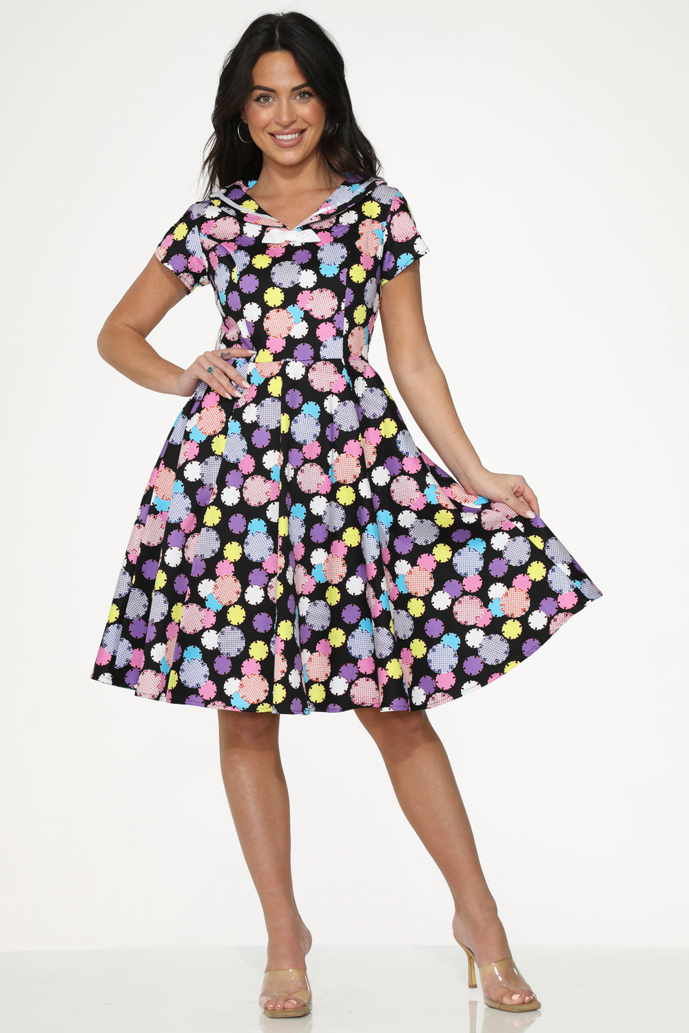 22150 Black Purple Swing Dress