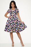 22150 Black Purple Swing Dress