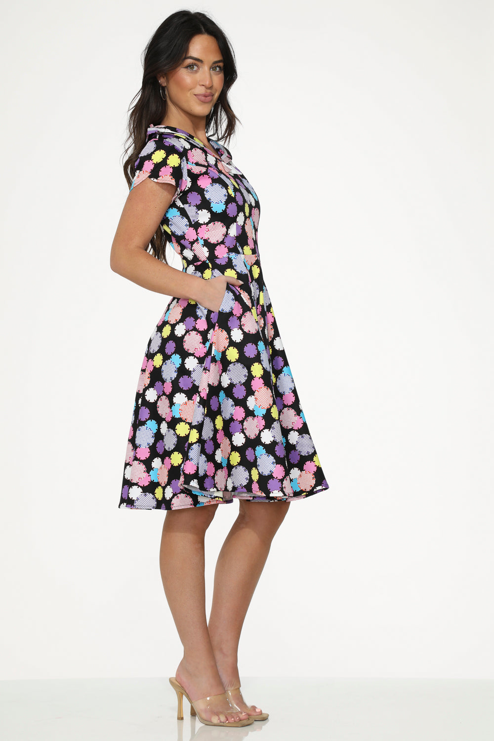 22150 Black Purple Swing Dress
