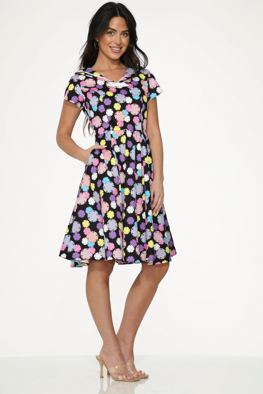 22150 Black Purple Swing Dress