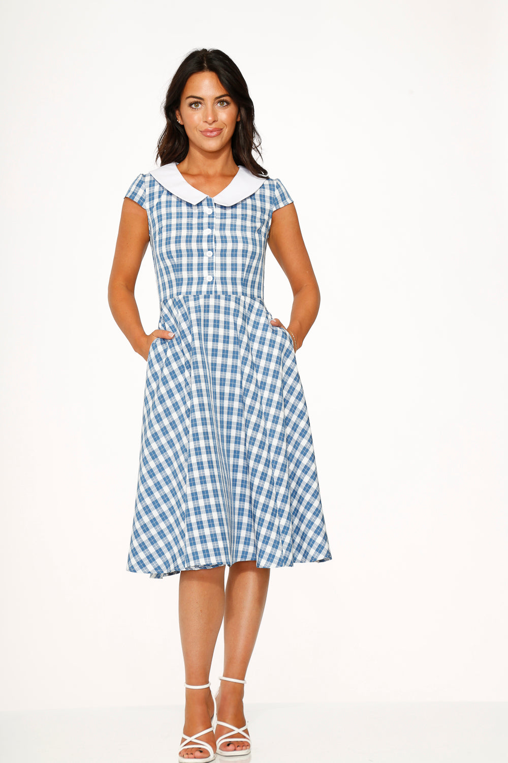22530 Blue Checker Swing Dress 10 22530 Blue Checker Swing Dress 10
