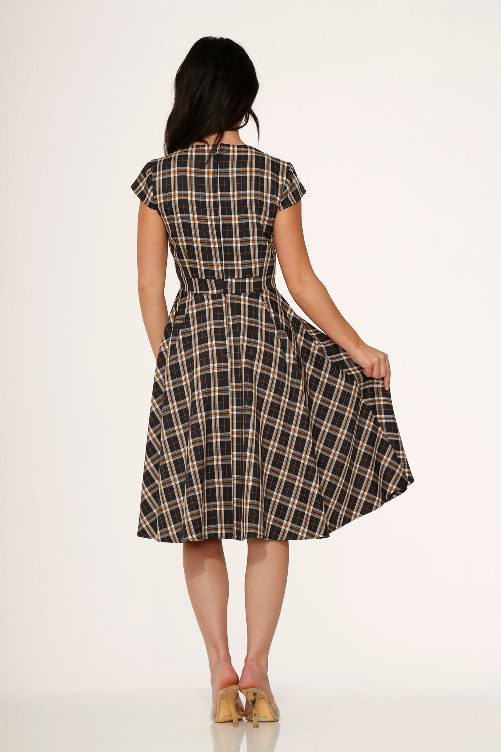 22580 Black Plaid Swing Dress