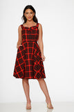 22730 Red Plaid Swing Dress