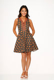 22960 Orange Polka Dot Swing MIni Dress