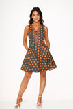 22960 Orange Polka Dot Swing MIni Dress
