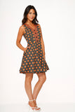 22960 Orange Polka Dot Swing MIni Dress