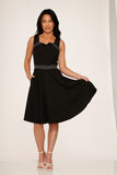 23120 Black with Pin Stripe Swing Dress