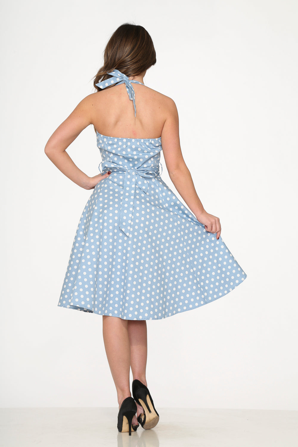 blue polka dot swing dress Hearts & Roses Milana Polka Dot Swing Dress Blue