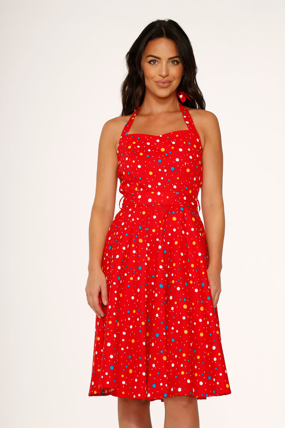 23236 Red Candy Halter Swing Dress