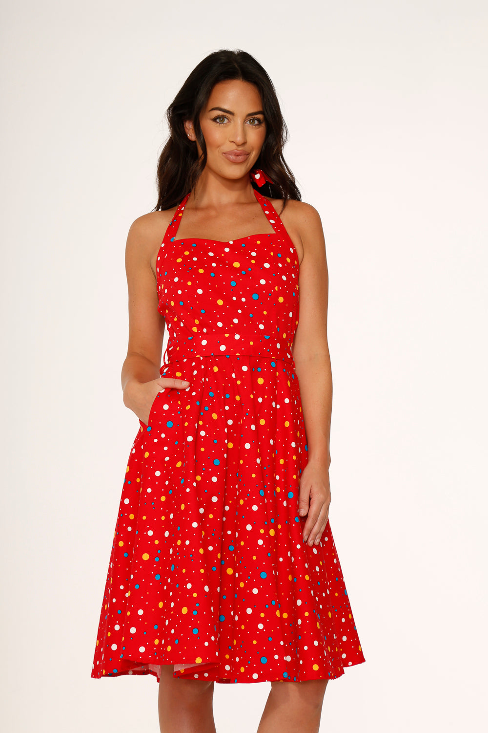 23236 Red Candy Halter Swing Dress