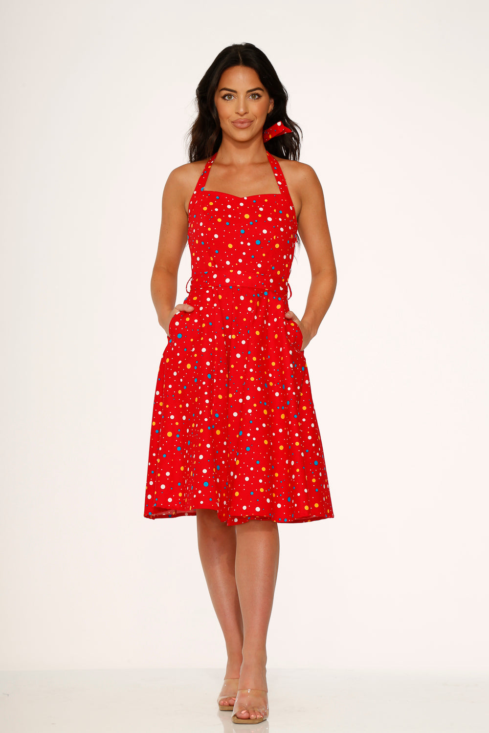 23236 Red Candy Halter Swing Dress