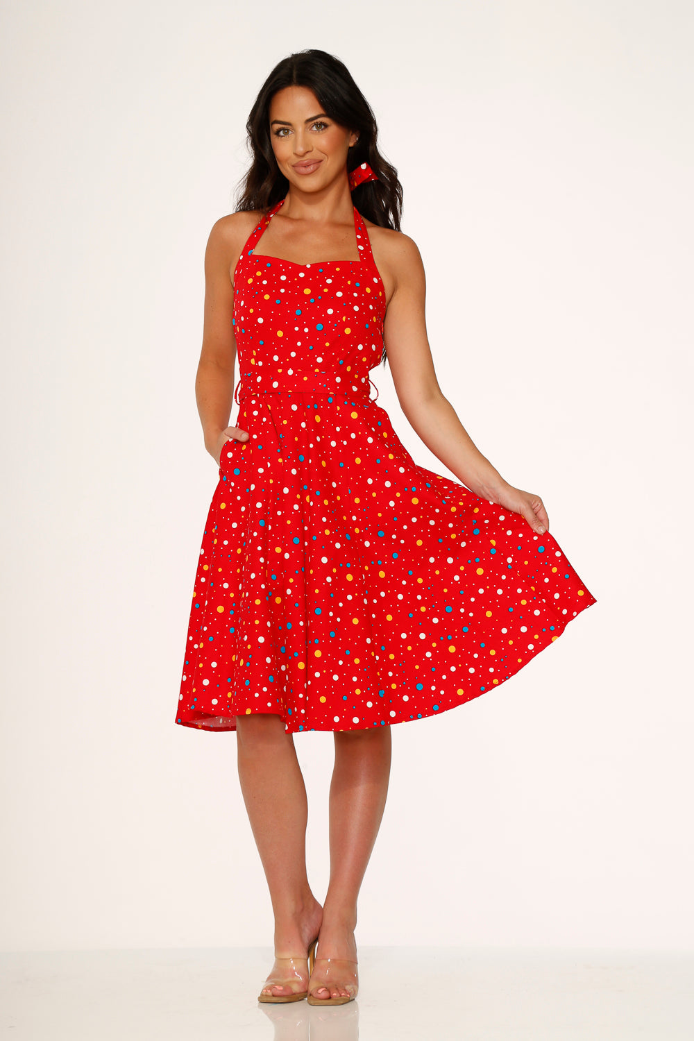 23236 Red Candy Halter Swing Dress
