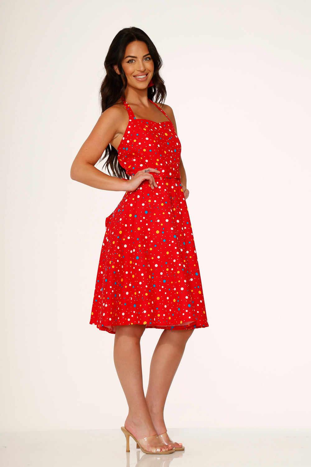 23236 Red Candy Halter Swing Dress