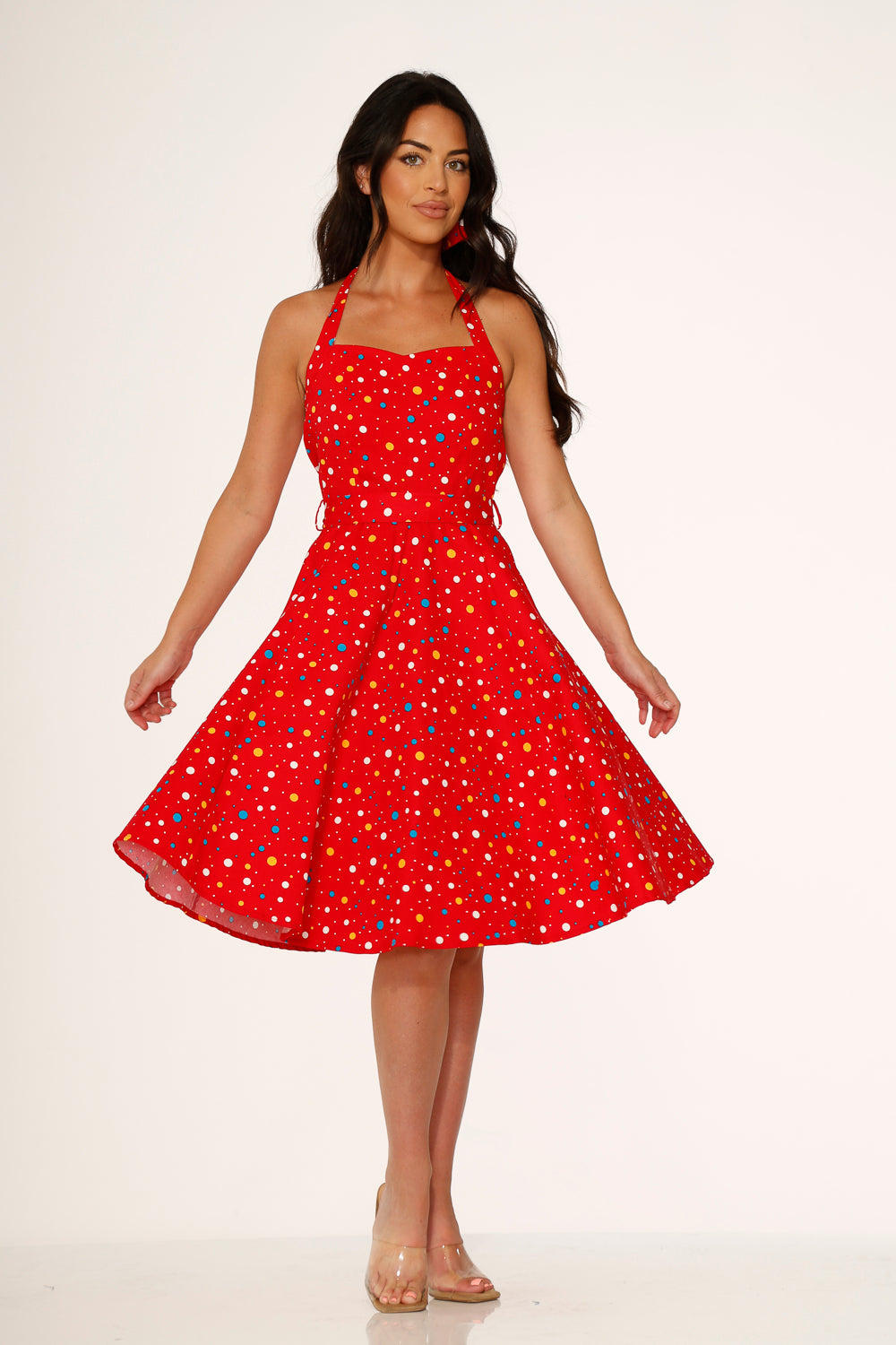23236 Red Candy Halter Swing Dress