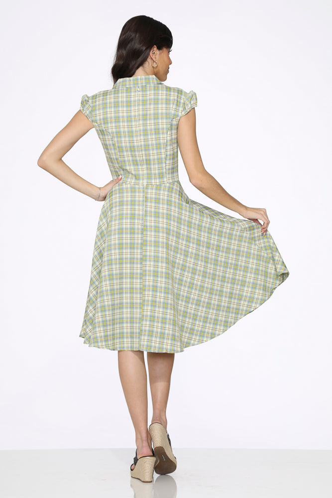 23262 Green Plaid Swing Dress