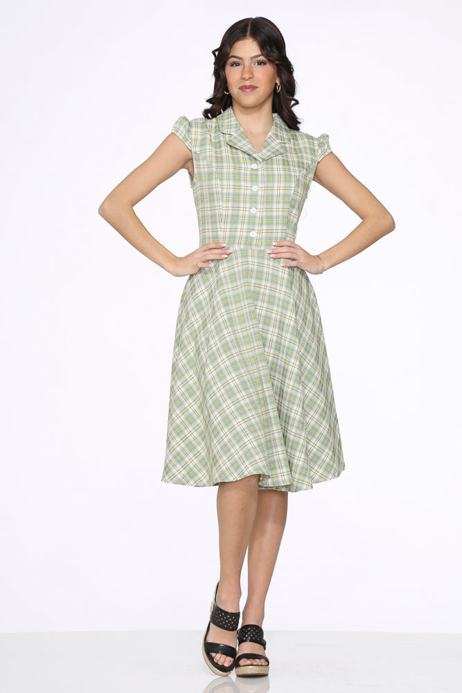 23262 Green Plaid Swing Dress