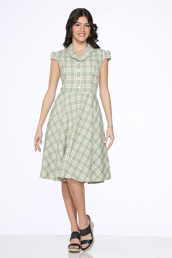23262 Green Plaid Swing Dress