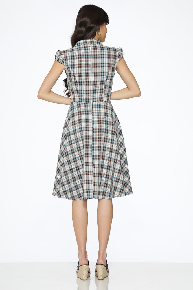 23265 Brown Plaid Swing Dress