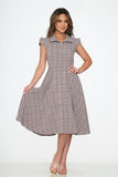 23340 Brown Plaid Swing Dress