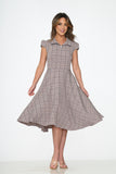 23340 Brown Plaid Swing Dress