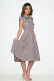23340 Brown Plaid Swing Dress